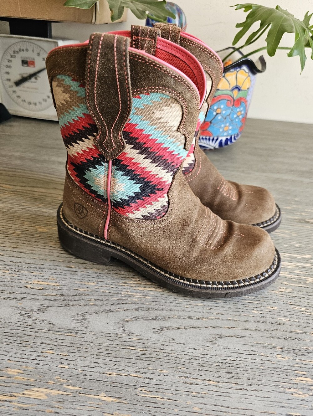 Ariat Fatbaby Aztec Heritage Twill Stripe Southwest Cowgirl Boots 6B 10029483